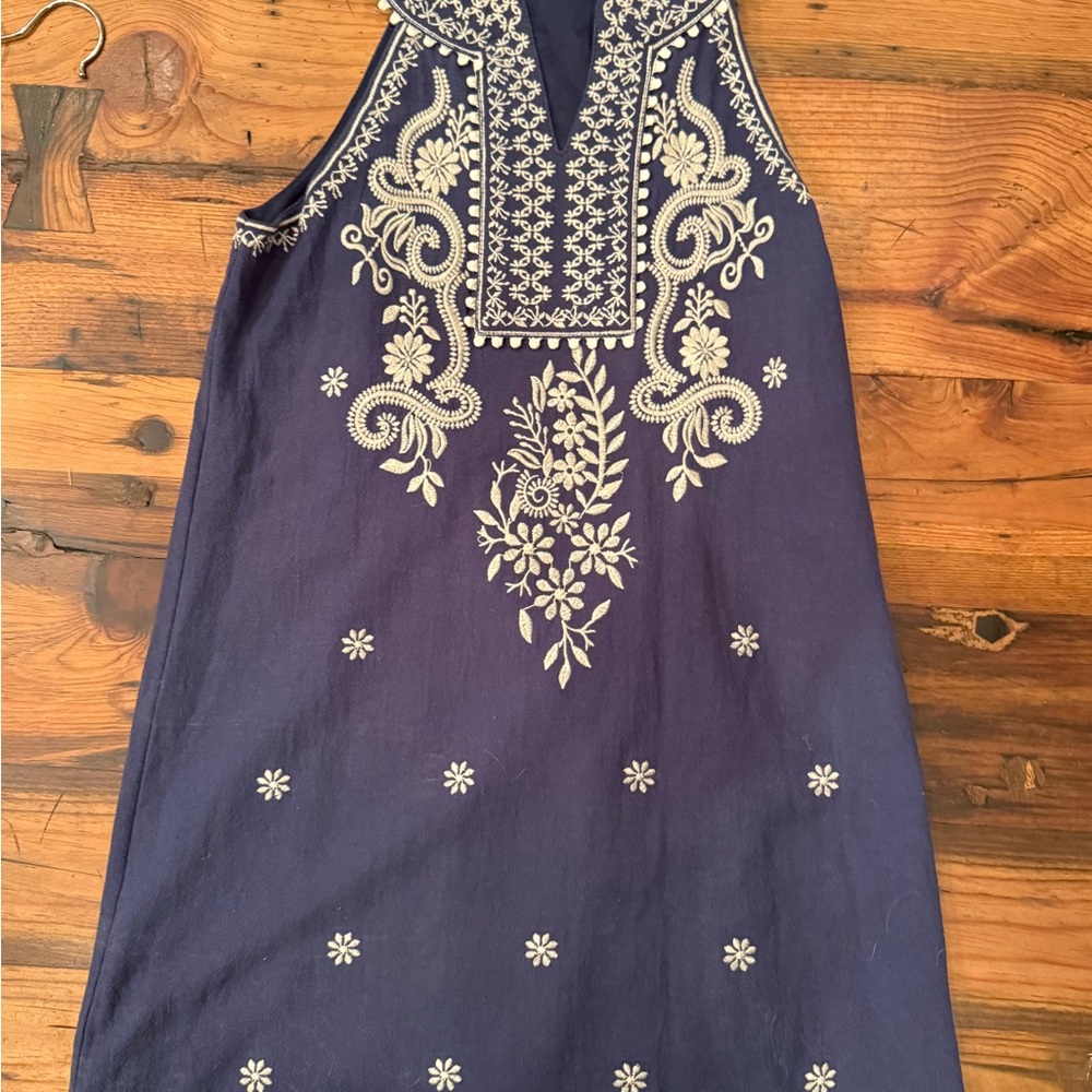 THML Navy Blue Embroidered Dress